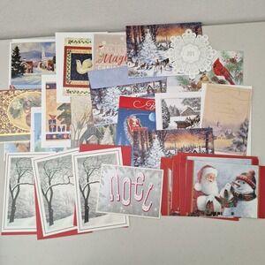 Vintage Unused Christmas Greeting Cards~Lot Of 26~1970s to 1990s~Made In USA